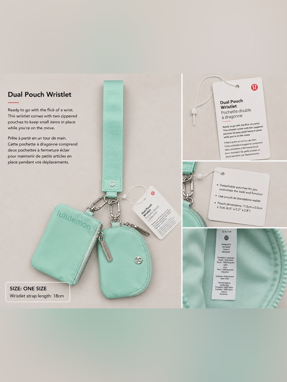 lululemon athletica Dual Pouch Wristlet in Mint